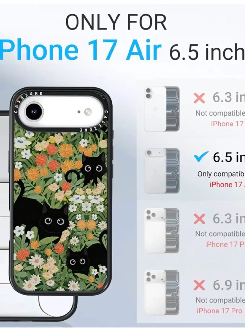 Black Cat Floral iPhone 17 Air Case - Green & Black